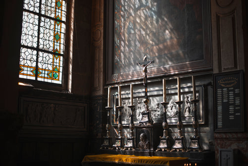 church window and altar