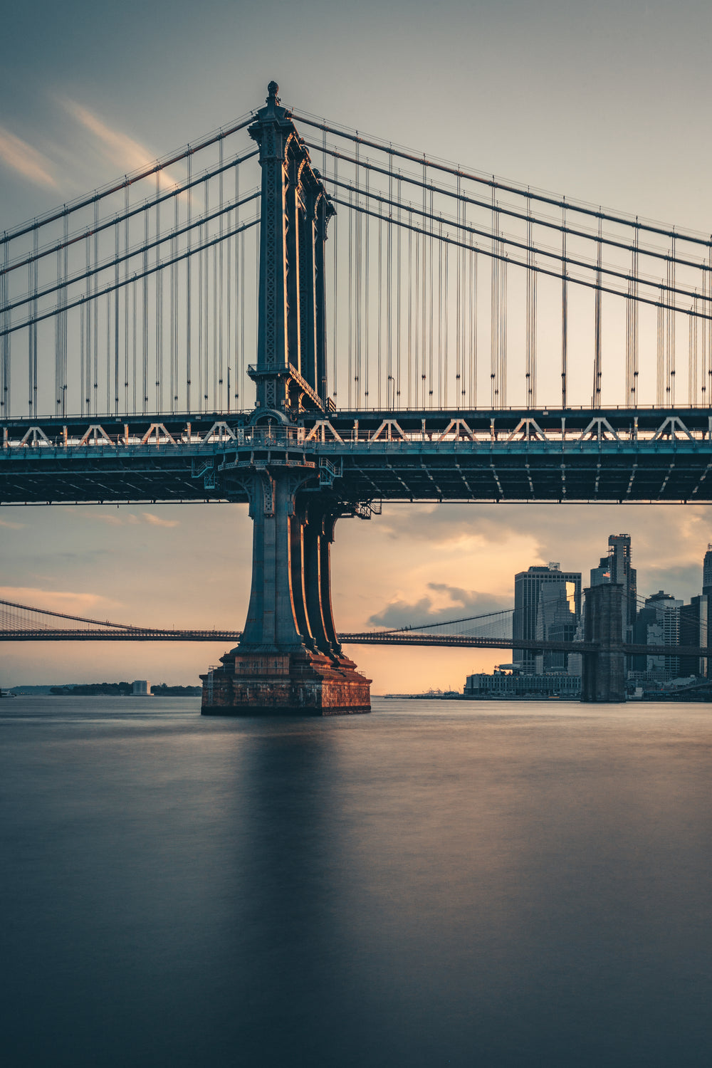 city bridges in the evening