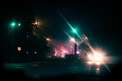 city light creates colorful lines