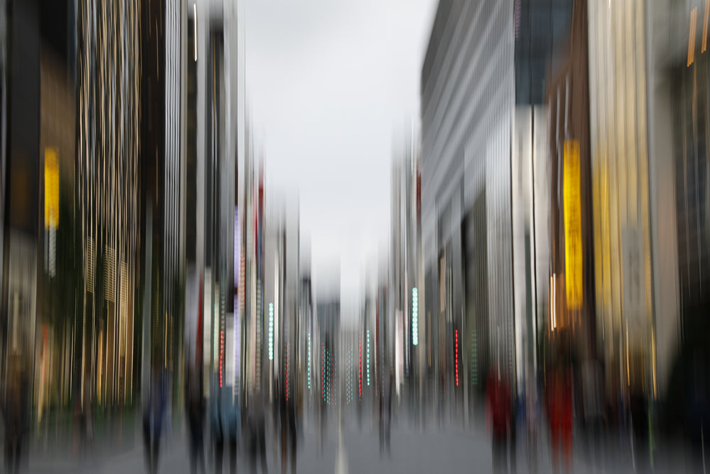 city scene captured in motion