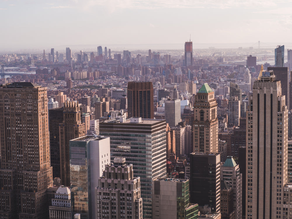 city skyline on cloudy day