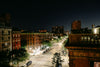 city streetlights glow at night