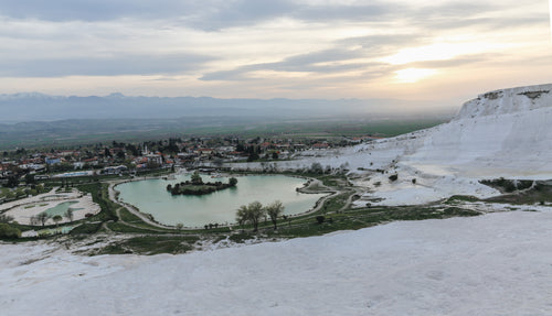 city view from thermal pools in turkey
