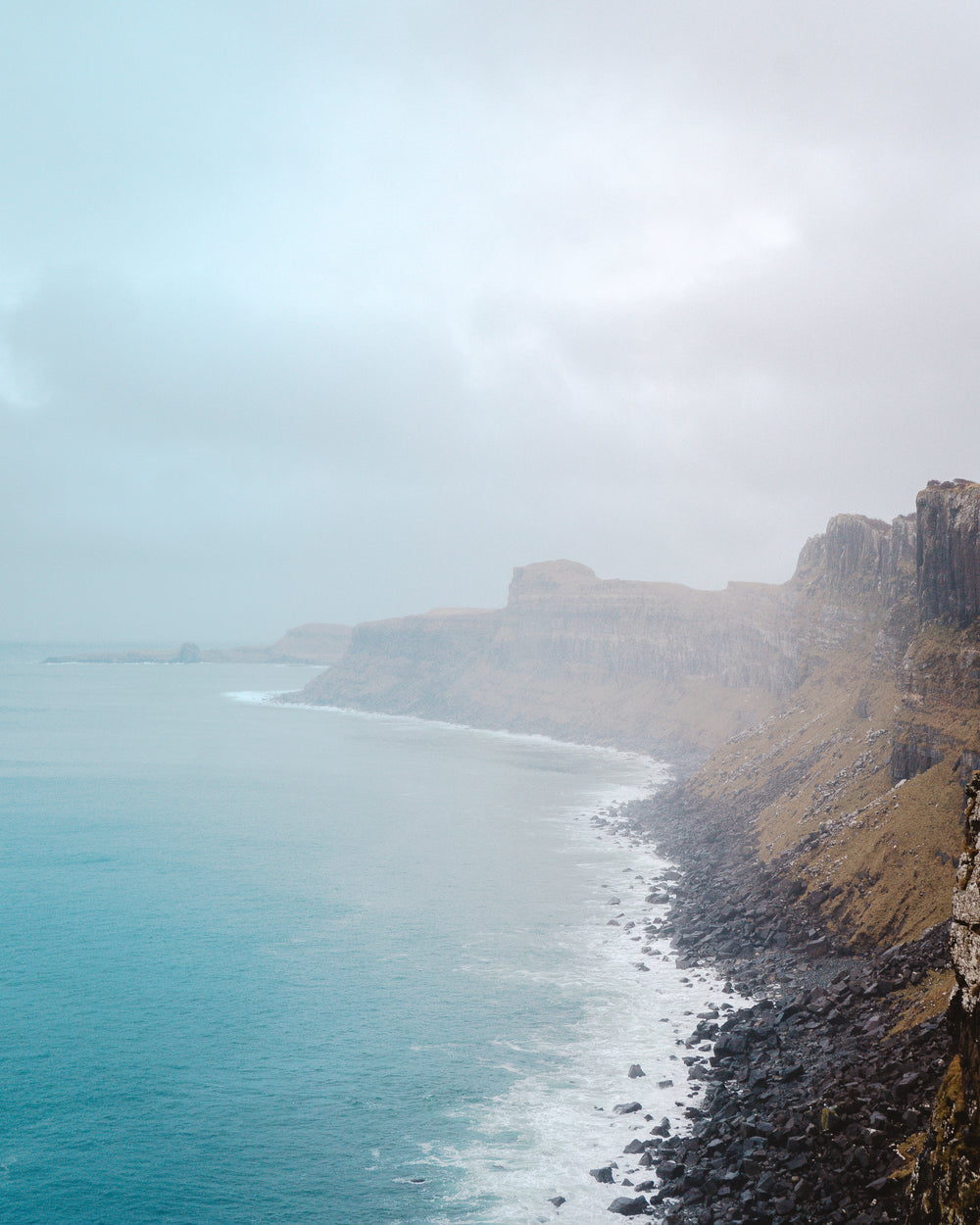 cliffs and black rocks and ocean view