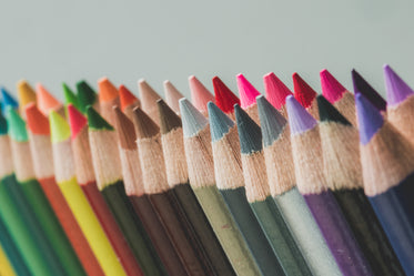 close up colored pencils