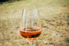 close up glass of rose wine