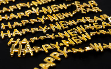 close up happy new year in gold