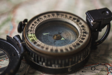 close up of a compass