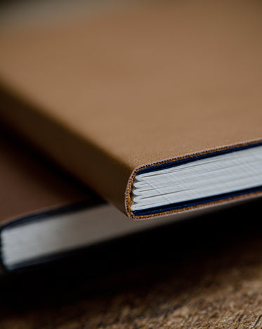 close up of a leather bound book