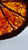 close up of a slice of blood orange