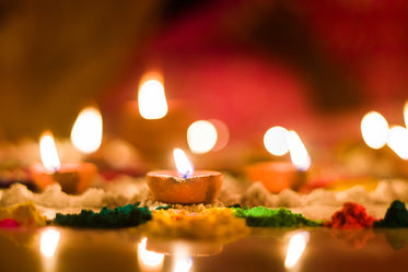 close up of candles for diwali