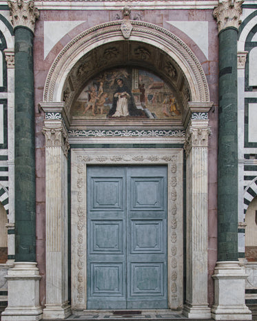 close up of church arched door