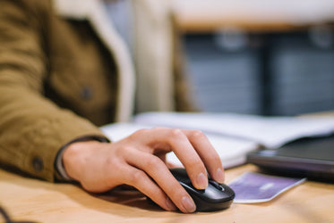 close up of computer mouse in action