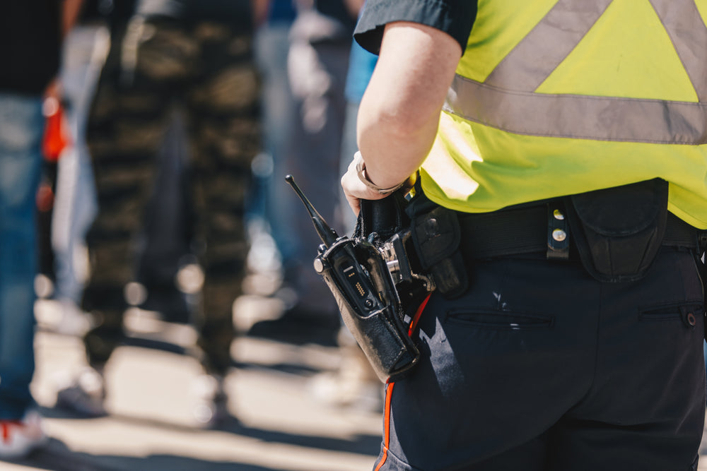 close up of police officer's utility belt