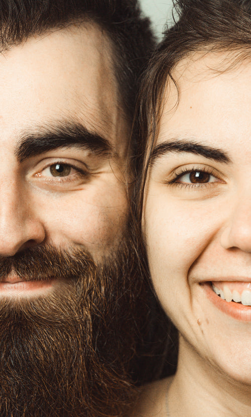close up of two peoples faces close together