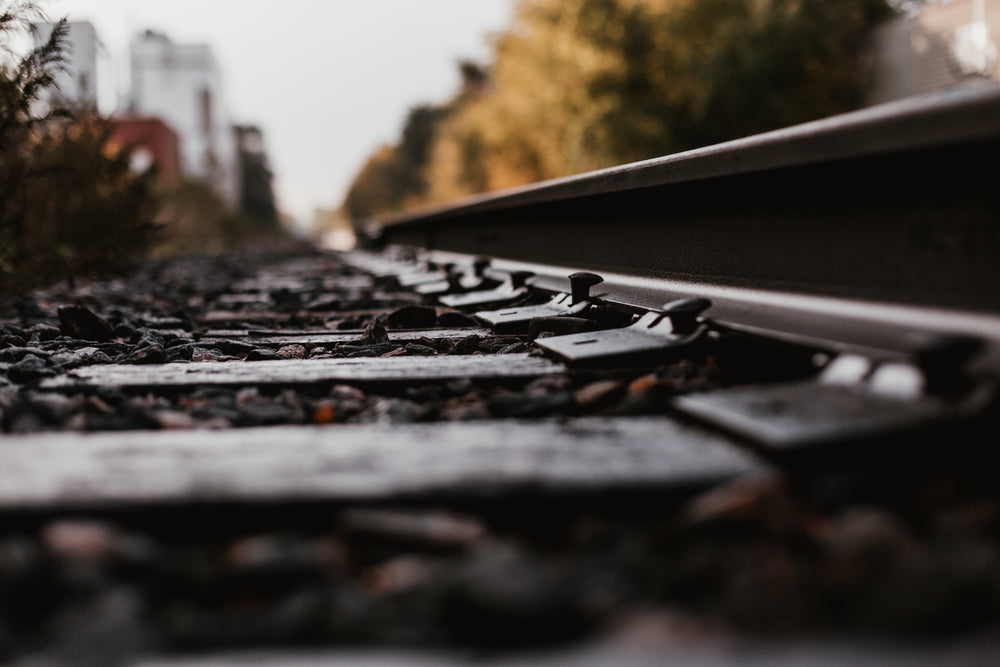 close up of unused train track