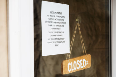 closure notice on glass door