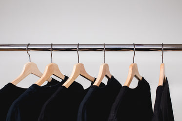 clothes hangers on a rail