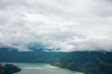 cloud covered mountain range