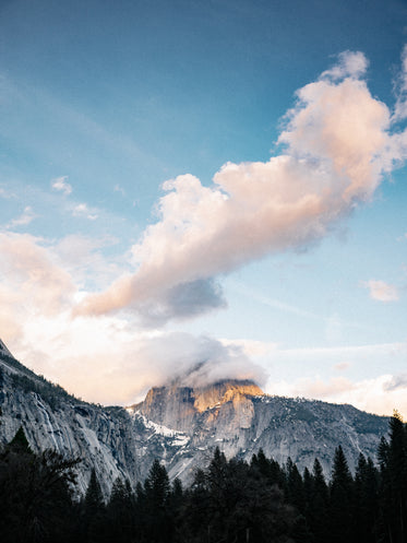 cloud wrapped mountain