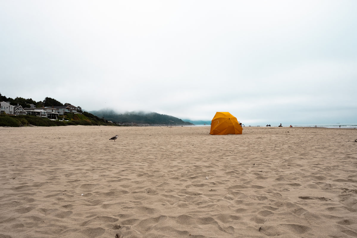 cloudy day beach camp out