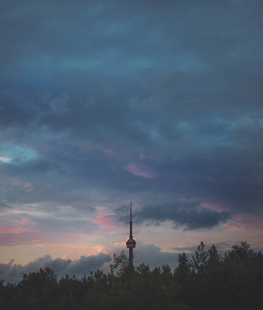 cn tower cloudy sunset