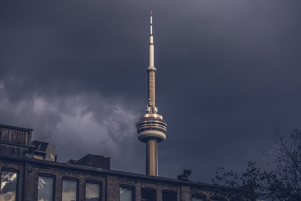 cn tower in storm