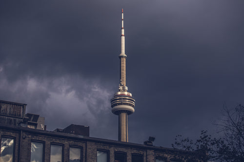 cn tower in storm