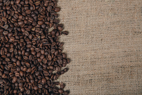 coffee beans on burlap