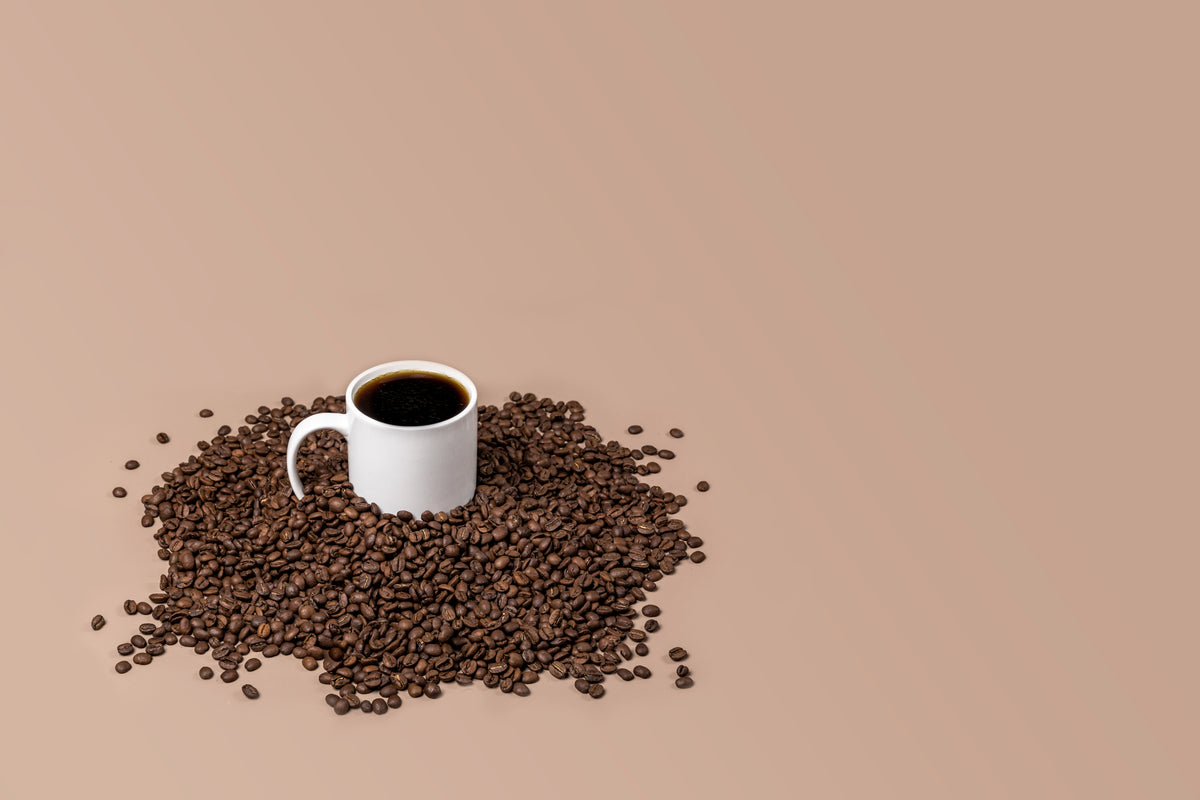 coffee cup full in beans