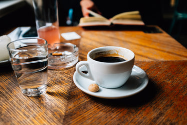 coffee cup on table top