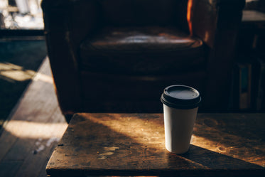 coffee cup on wooden table