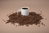 coffee mug in beans