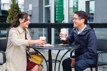 coffee shared in a outdoor patio