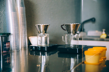 coffee utensils on counter