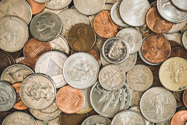 coins spread out pile