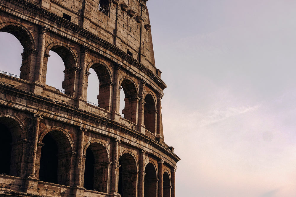 coliseum closeup with blue sky