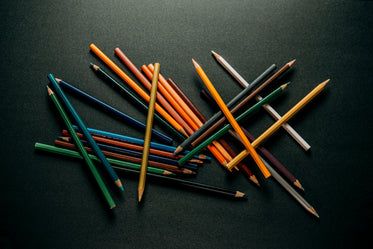 colored pencils scattered shown from above