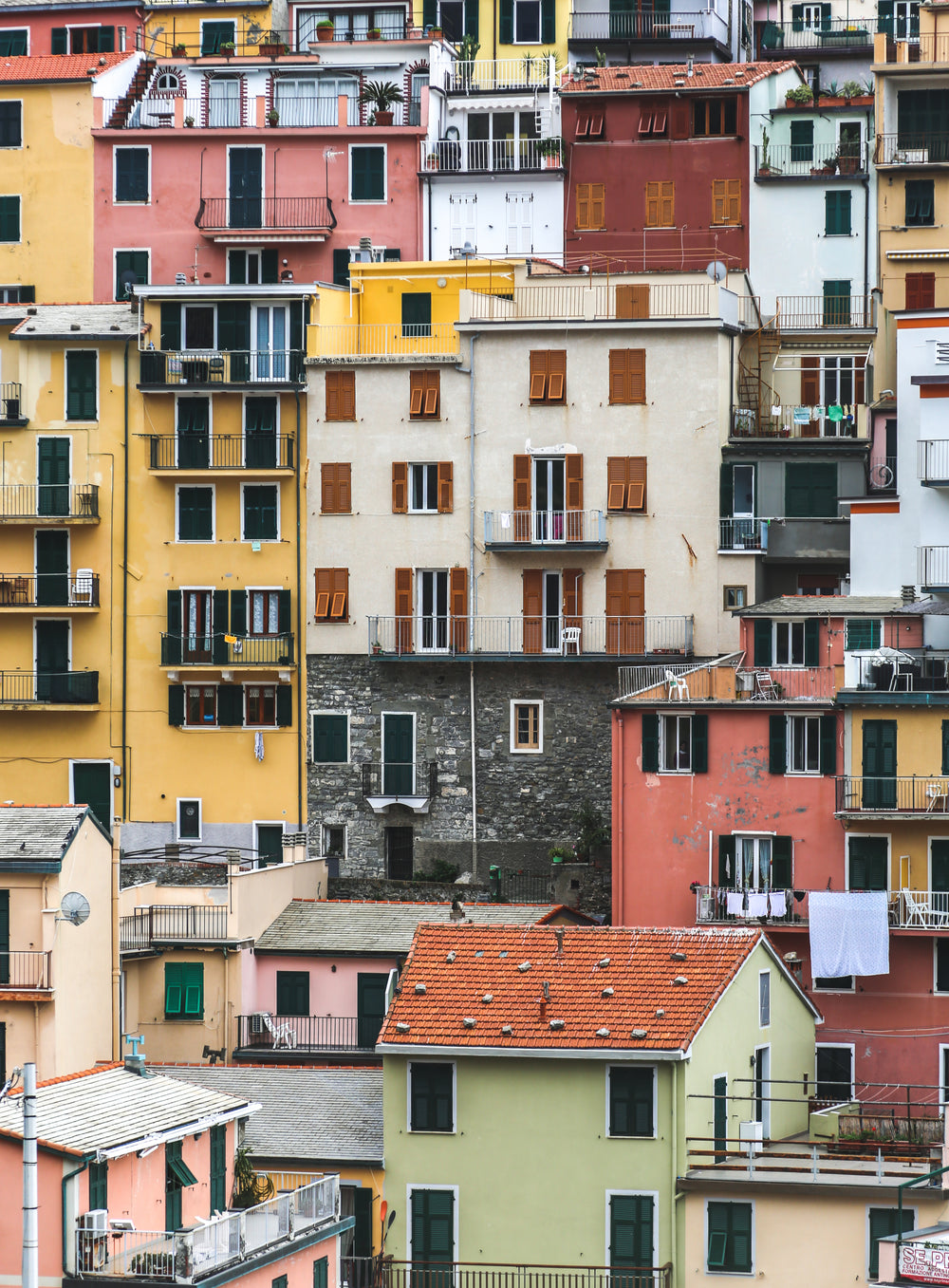 colorful apartments with balconies