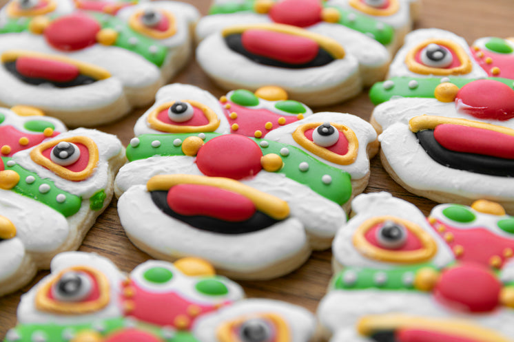 Colorful Cookies With Red White And Green Icing