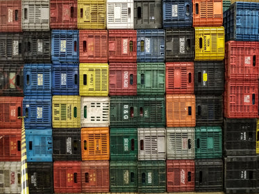 colorful crate wall