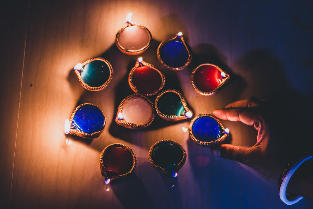 colorful diwali candles