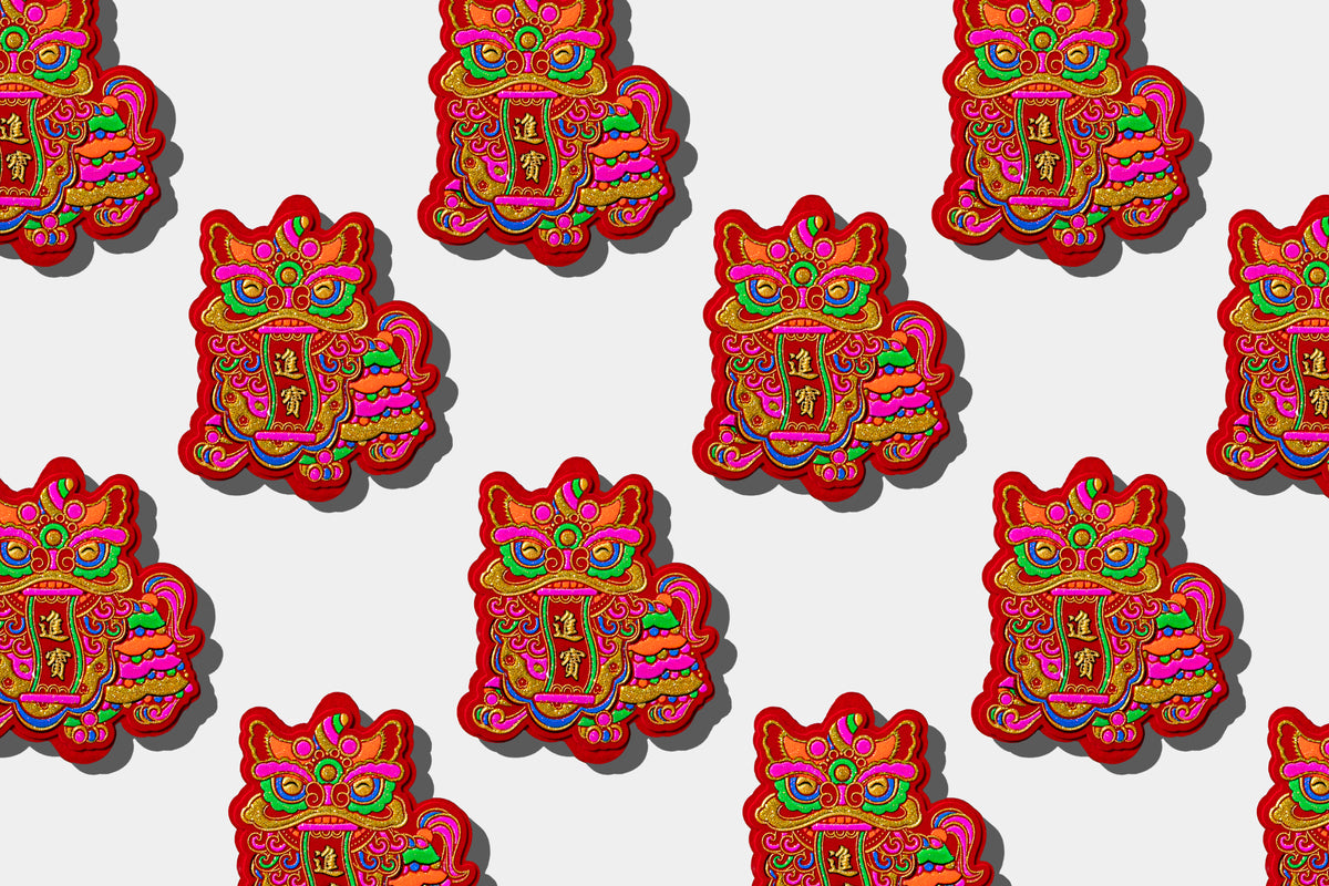 colorful dragon illustration in a repeat pattern