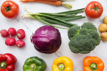 colorful fresh vegetables flatlay