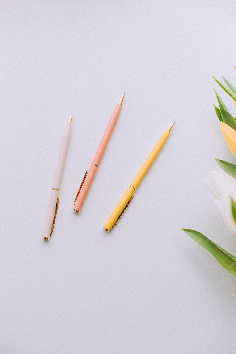 colorful pens shown on white