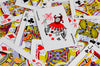 colorful playing cards in a pile