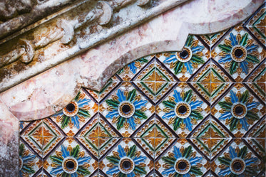 colorful tiles meet intricate stonework