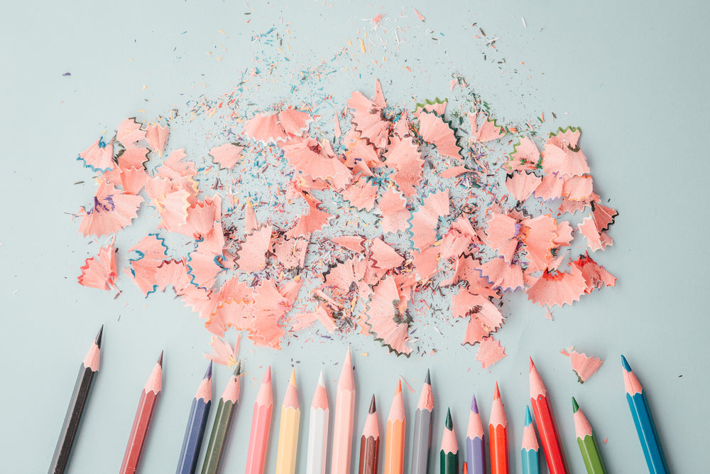 coloring pencils and shavings