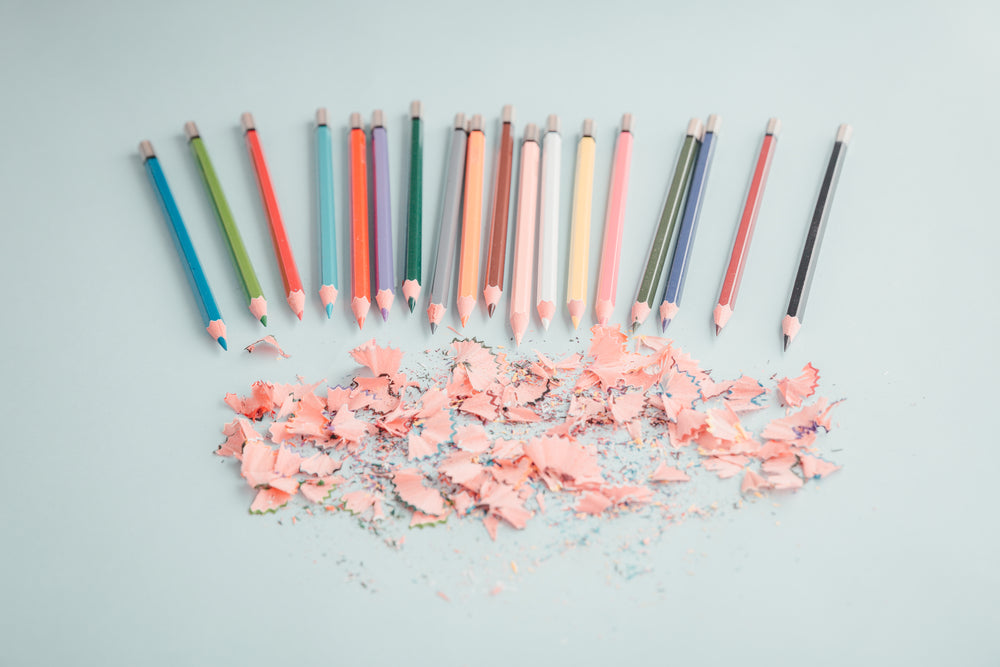 coloring pencils point to shavings