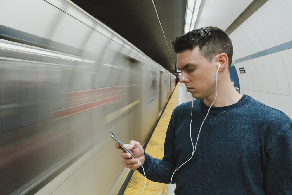 commuter on phone